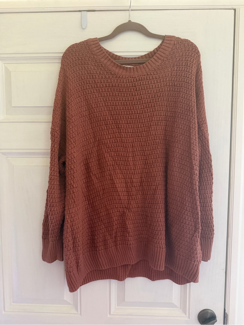 Old Navy Tunic Length Terracotta Waffle-Knit Pullover Sweater